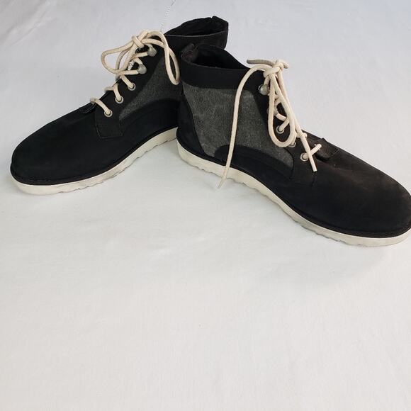 Ugg gray denim leather hi top laceup boots women's size 10 NWOT. - Picture 1 of 8